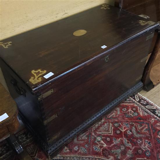 Brass bound teak blanket box